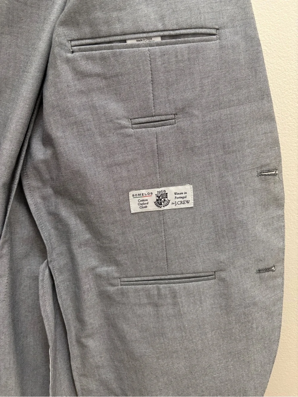 J. Crew $348 Gray Ludlow Slim Suit Jacket In Portuguese Cotton Oxford Size 38R M